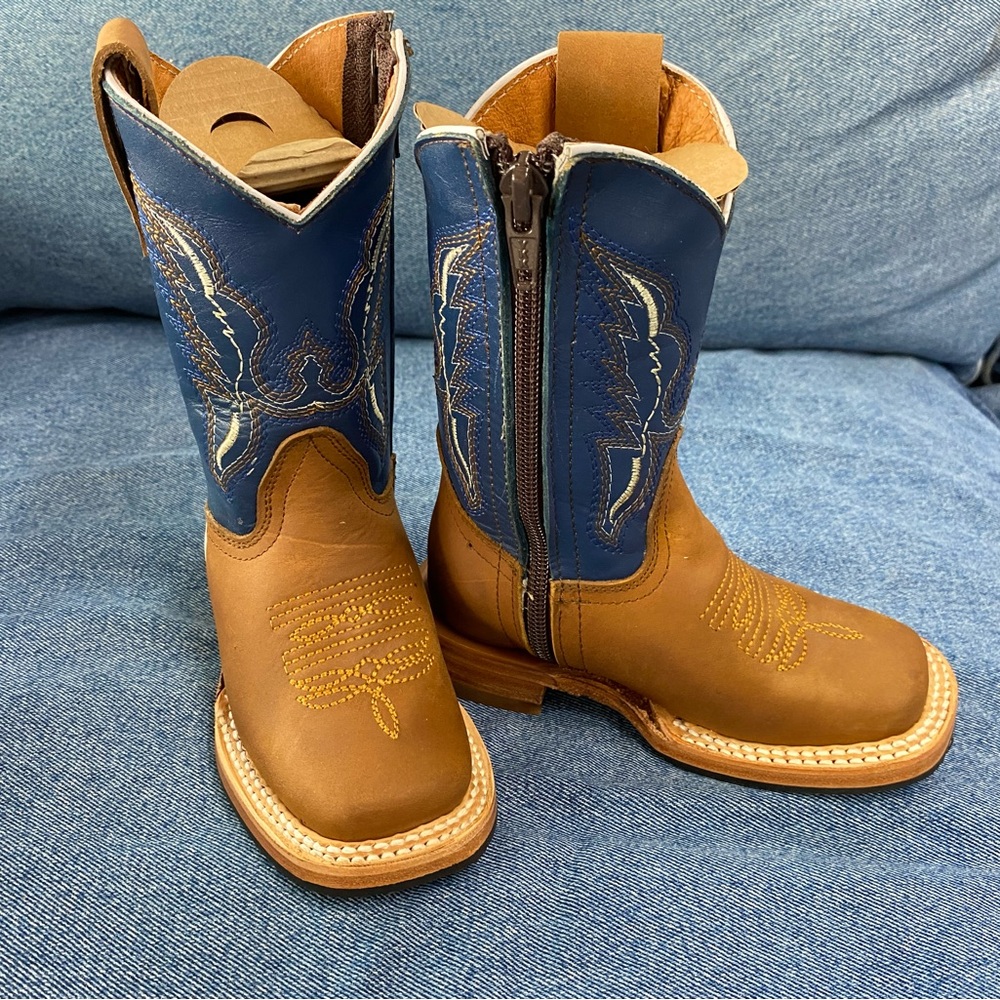 Redhawk Kids Brown and Blue genuine leather Western Boots New